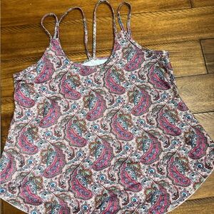 Women’s Paisley Print Spaghetti Strap Tank Top - Pink Multi